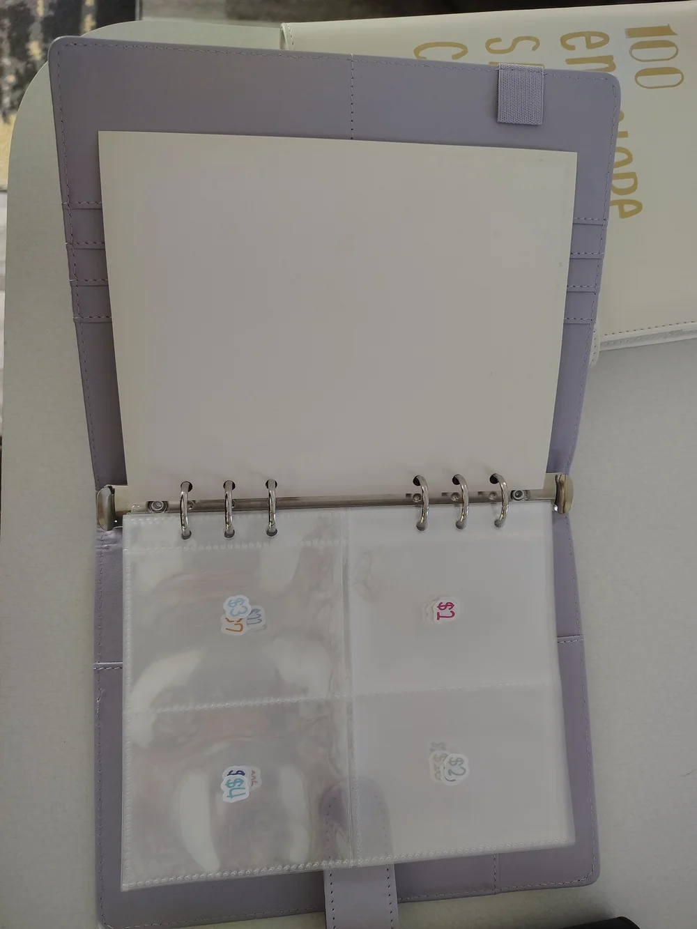 Set Of 3 100 Envelope Savings Challenge Organizer - White Lavender Black